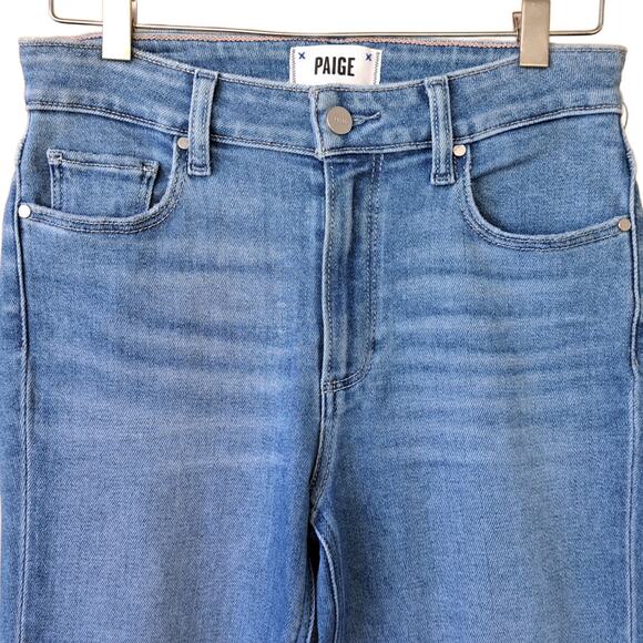 PAIGE Colette Crop Flare Jeans Size 27 Distressed Knees - Picture 5 of 8
